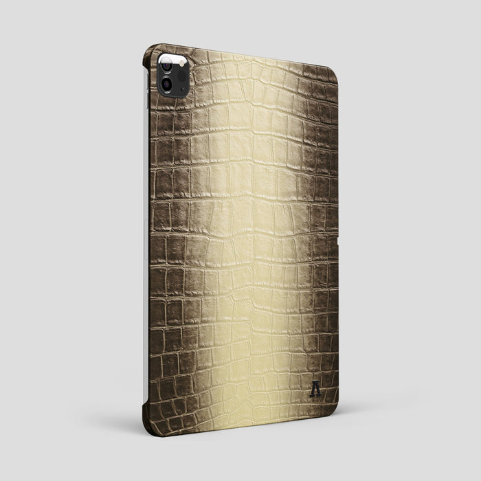 Natural iPad Pro 12.9-inch Case Himalayan Crocodile with Black Metal -1 | Natural-Black