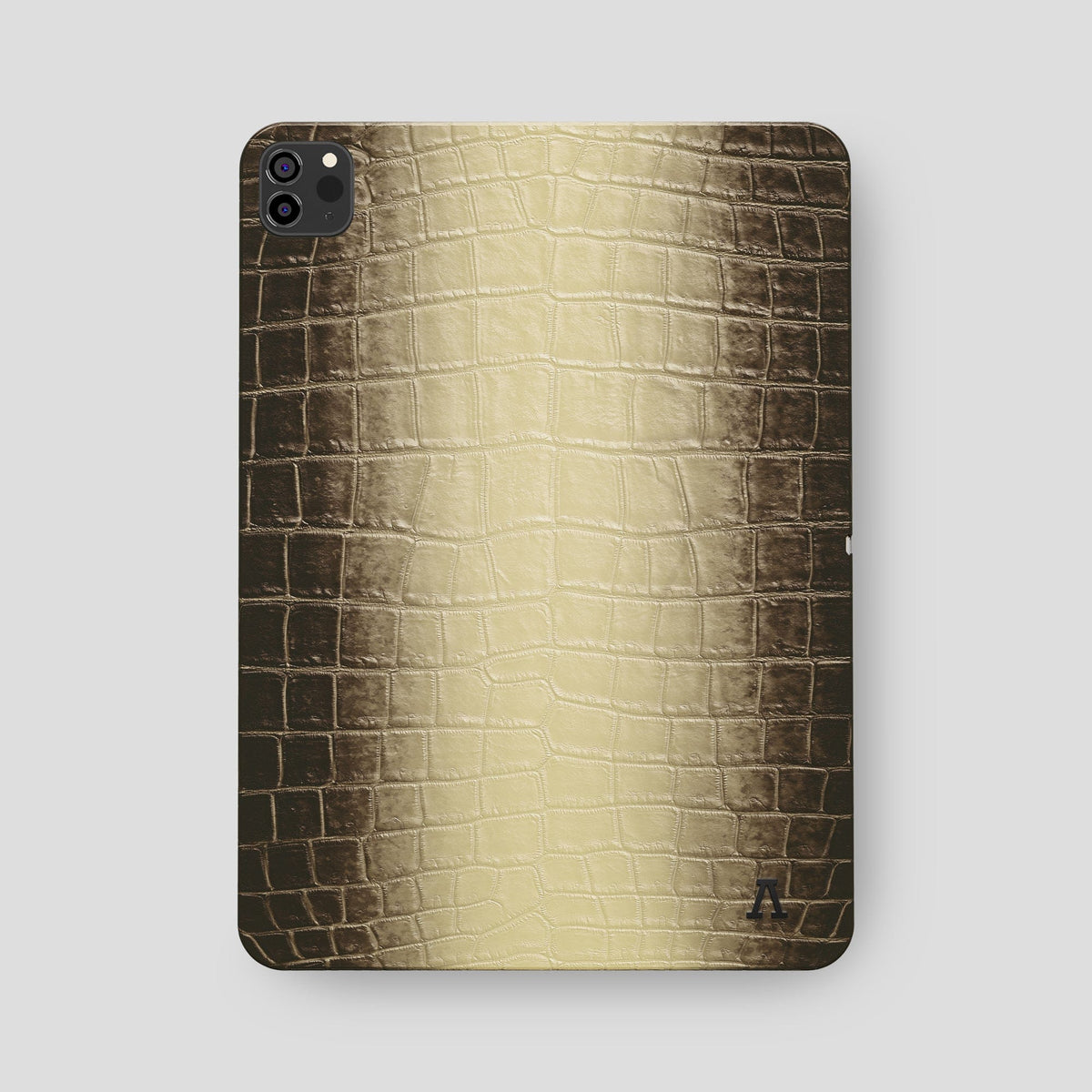 Natural iPad Pro 12.9-inch Case Himalayan Crocodile with Black Metal -2 | Natural-Black