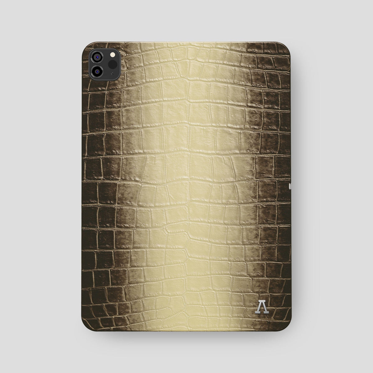 Natural iPad Pro 12.9-inch Case Himalayan Crocodile with Steel Metal -2 | Natural-Steel