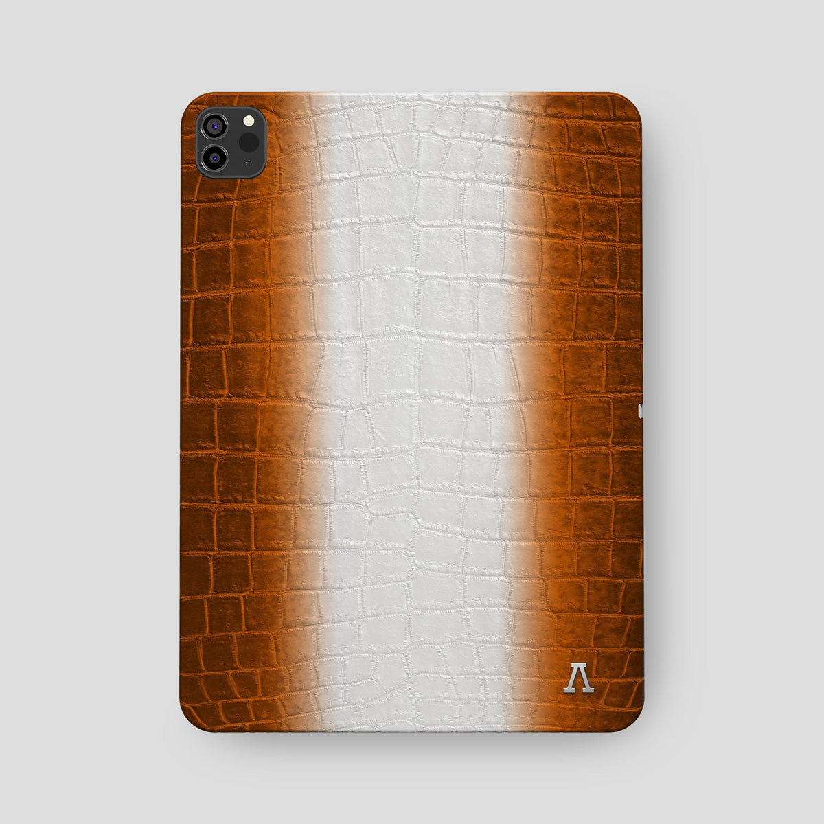 Orange iPad Pro 12.9-inch Case Himalayan Crocodile with Steel Metal -2 | Orange-Steel