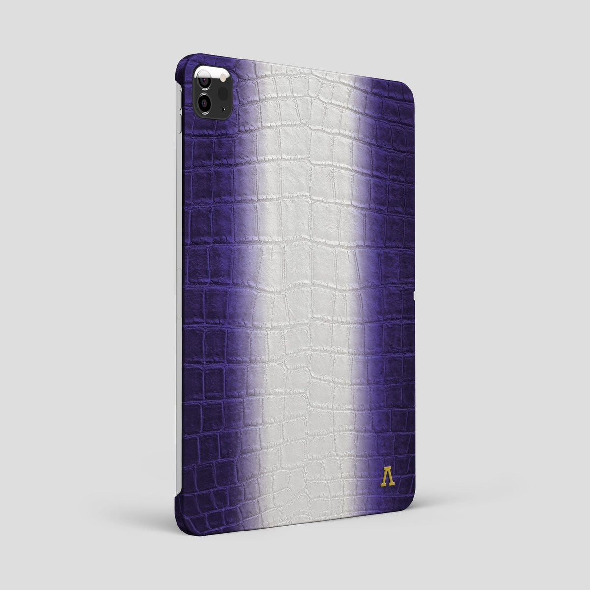 Purple iPad Pro 12.9-inch Case Himalayan Crocodile with Gold Metal -1 | Purple-Gold