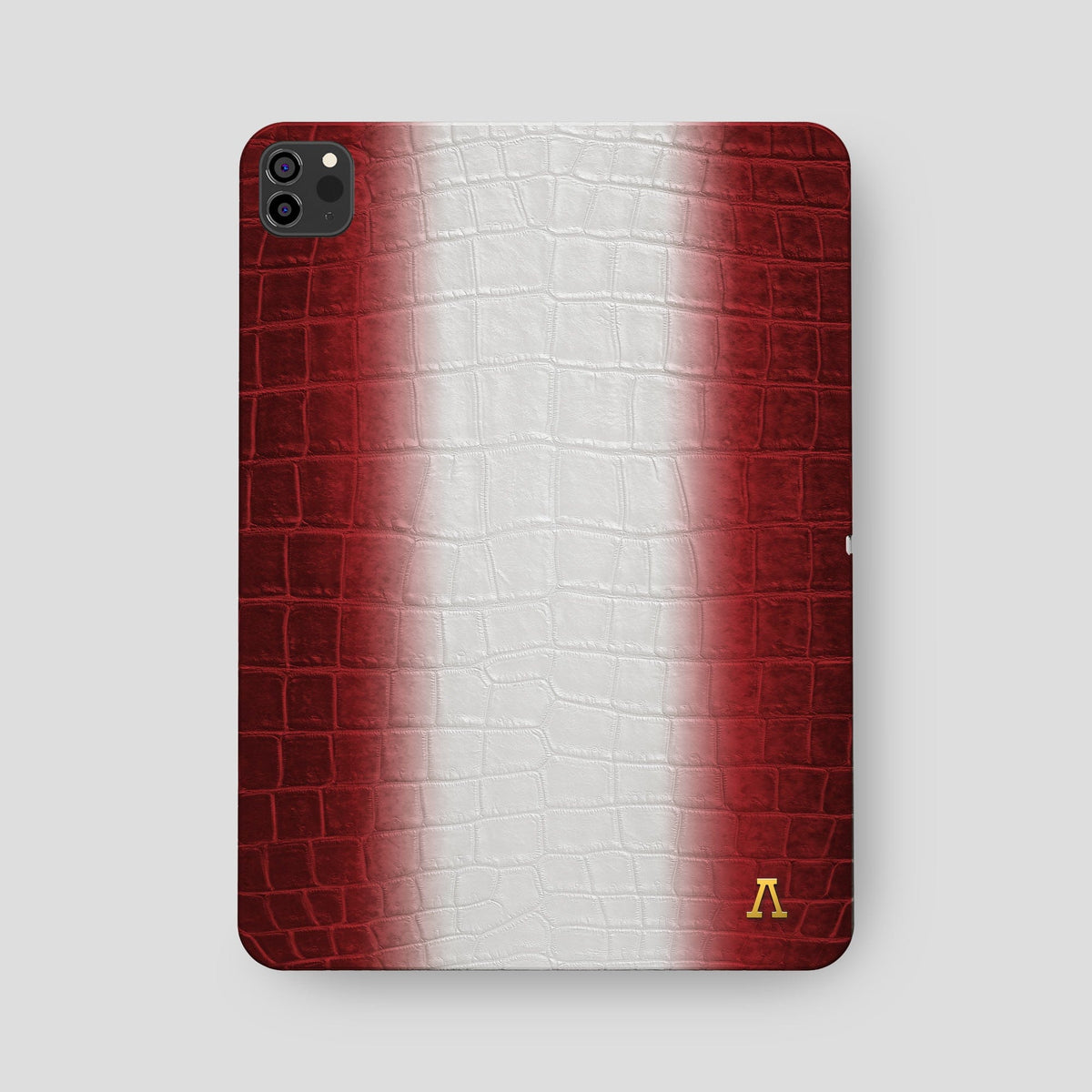Red iPad Pro 12.9-inch Case Himalayan Crocodile with Gold Metal -2 | Red-Gold