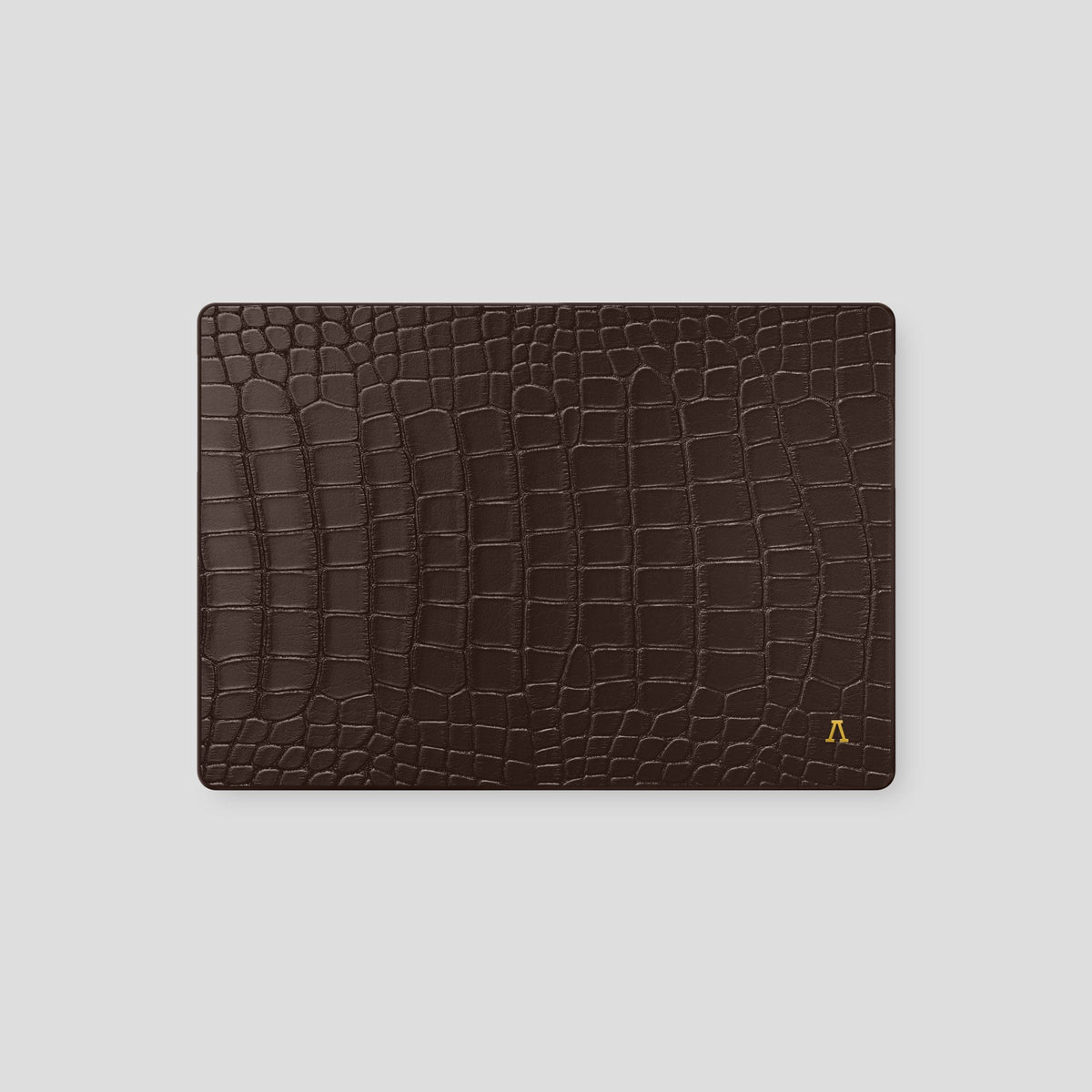 Dark Brown Macbook Pro 14 Alligator with Gold Metal -2 | Dark-Brown-Gold
