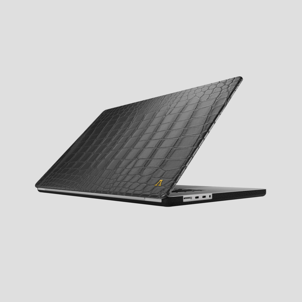 Grey Macbook Pro 16 2021 Alligator with Gold Metal -1 | Grey-Gold