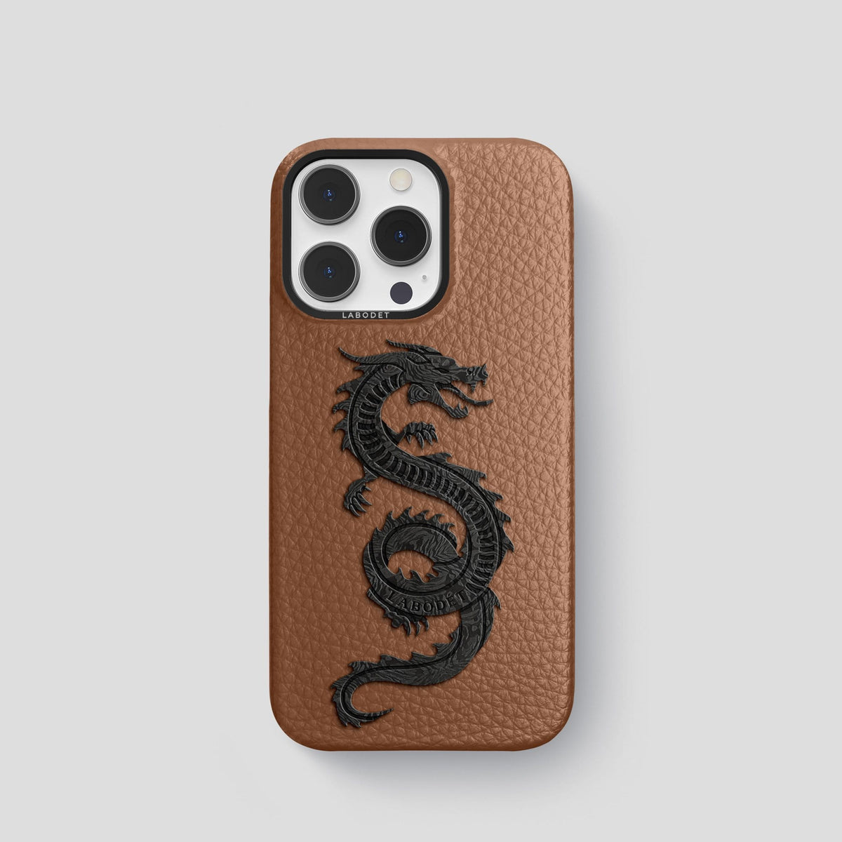 Caramel iPhone 14 Pro Classic Case Calf with Black Metal -1 | Caramel-Black