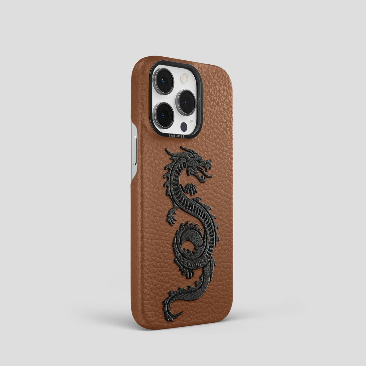 Caramel iPhone 14 Pro Classic Case Calf with Black Metal -2 | Caramel-Black