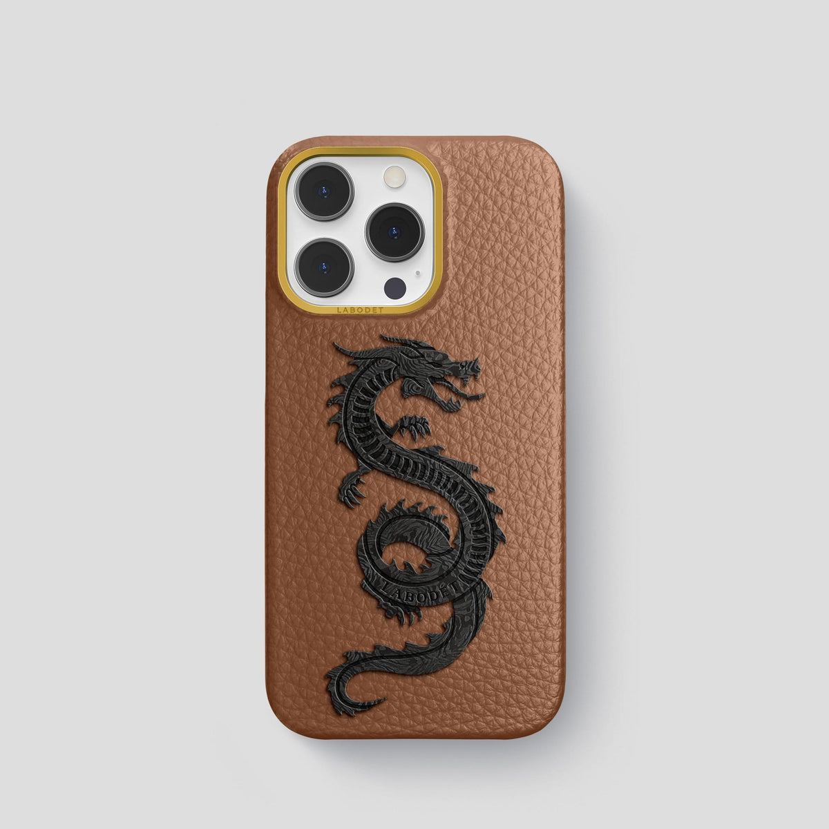 Caramel iPhone 14 Pro Classic Case Calf with Gold Metal -1 | Caramel-Gold