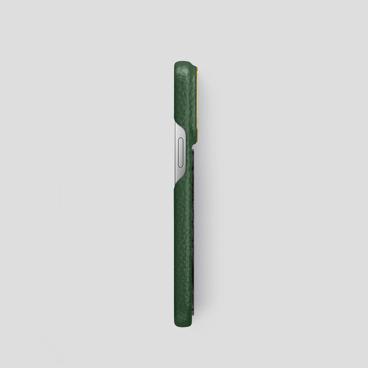 Dark Green iPhone 14 Pro Classic Case Calf with Gold Metal -3 | Dark-Green-Gold