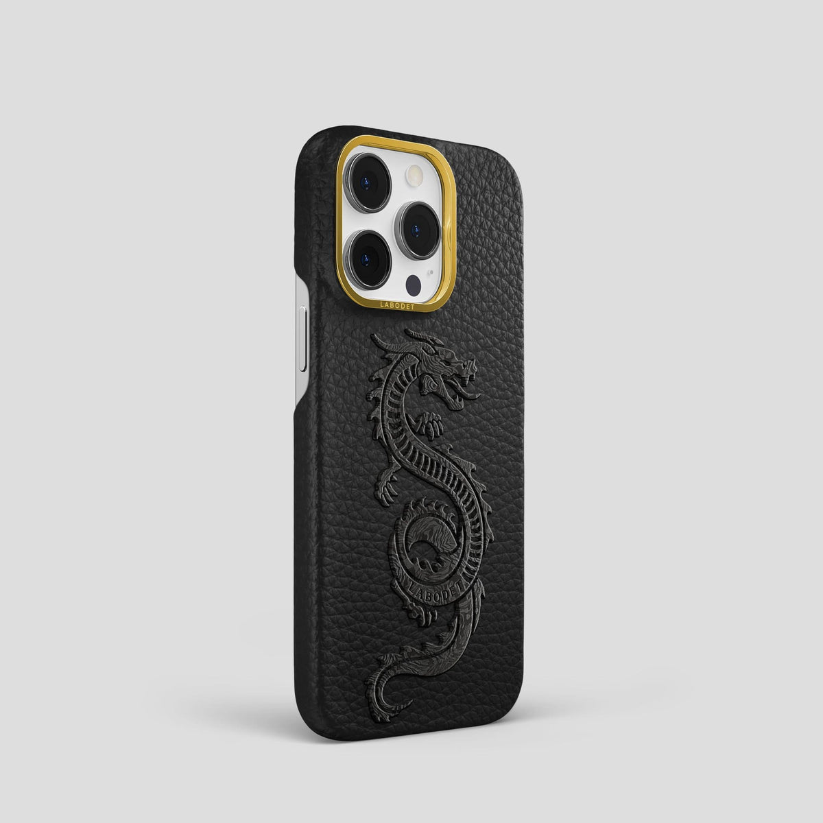 Black iPhone 14 Pro Classic Case Calf with Gold Metal -2 | Black-Gold