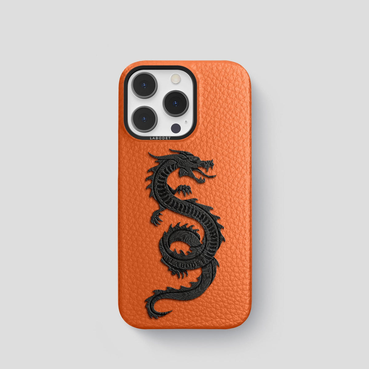 Orange iPhone 14 Pro Classic Case Calf with Black Metal -1 | Orange-Black