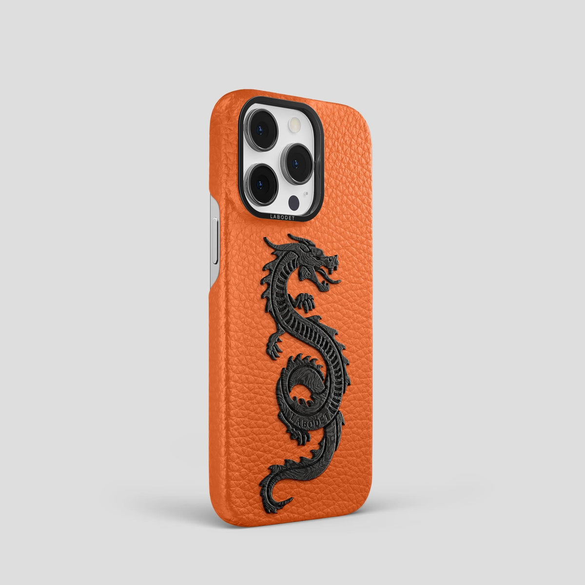 Orange iPhone 14 Pro Classic Case Calf with Black Metal -2 | Orange-Black