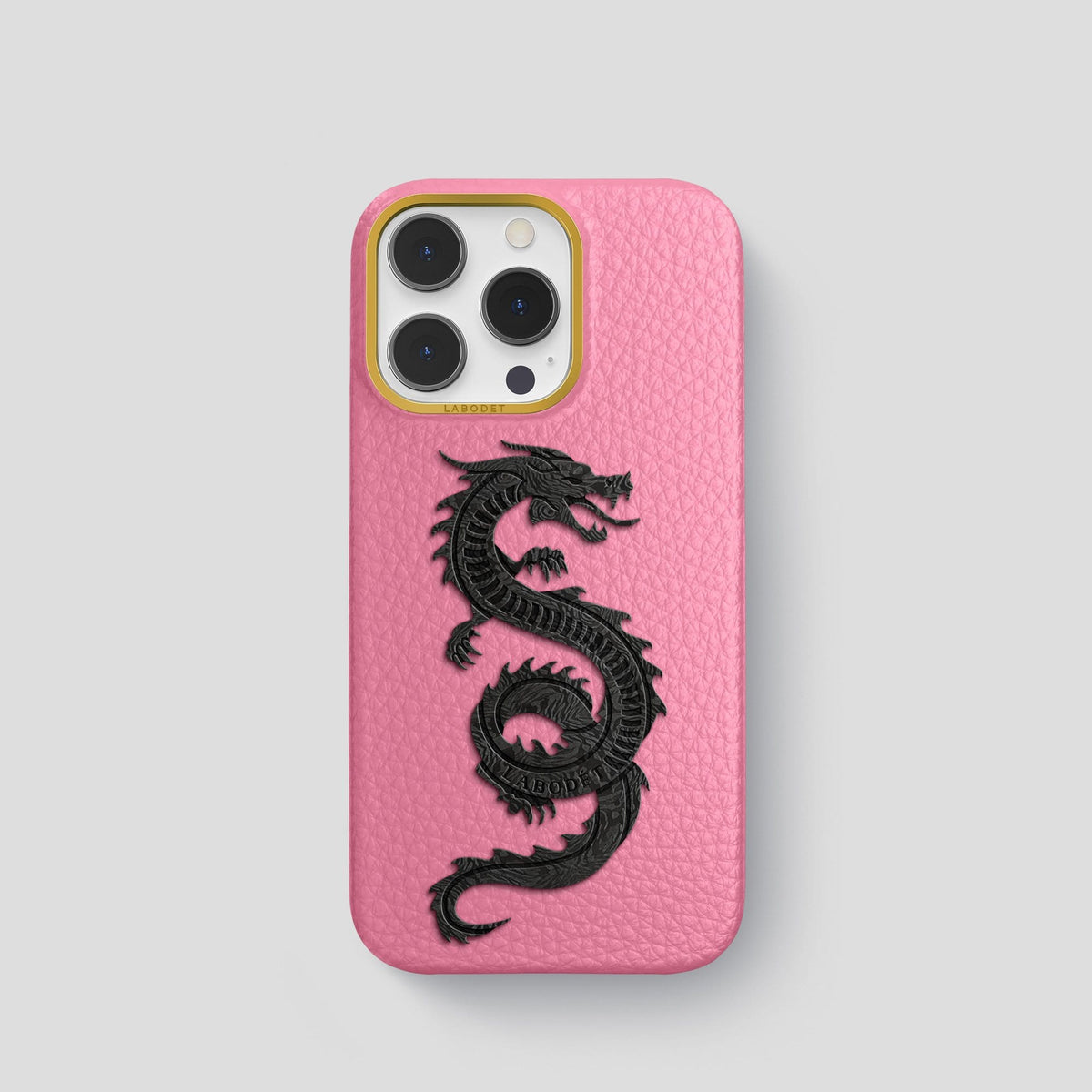 Pink iPhone 14 Pro Classic Case Calf with Gold Metal -1 | Pink-Gold