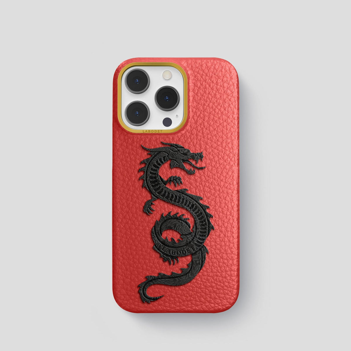 Red iPhone 14 Pro Classic Case Calf with Gold Metal -1 | Red-Gold