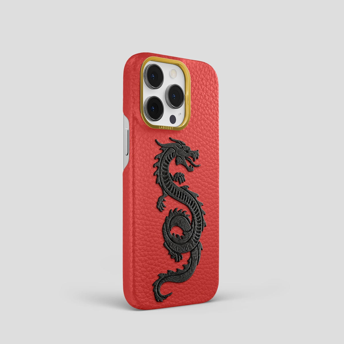 Red iPhone 14 Pro Classic Case Calf with Gold Metal -2 | Red-Gold