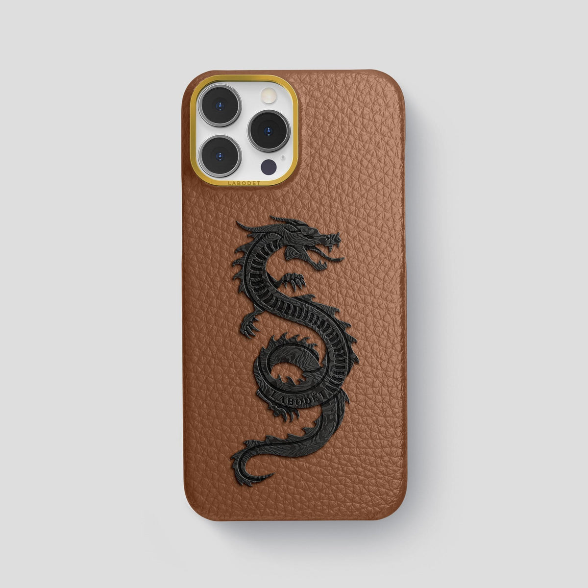 Caramel iPhone 14 Pro Max Classic Case Calf with Gold Metal -1 | Caramel-Gold