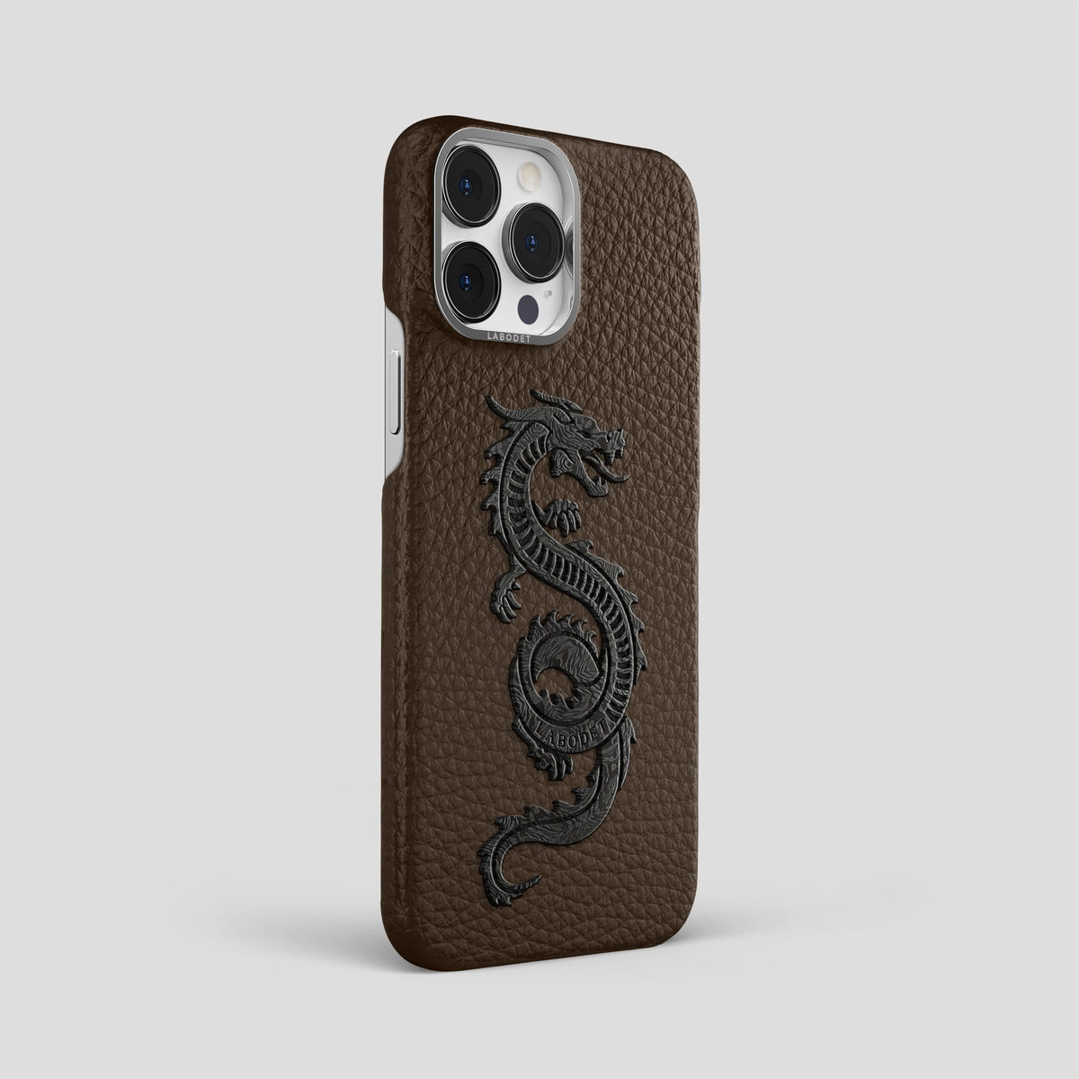Dark Brown iPhone 14 Pro Max Classic Case Calf with Steel Metal -2 | Dark-Brown-Steel