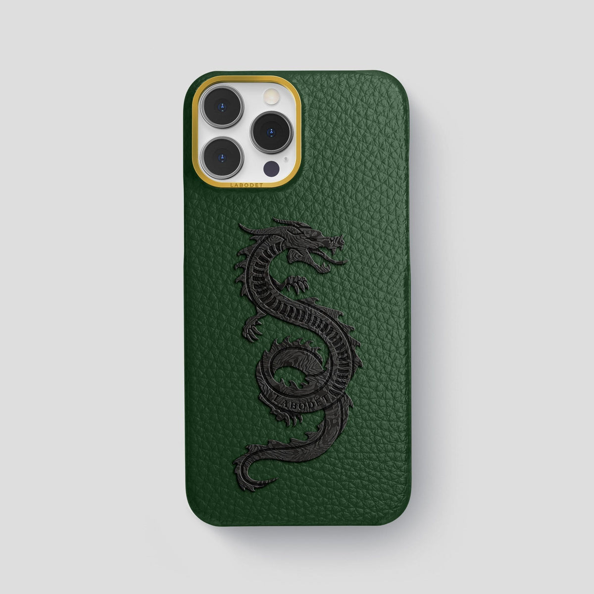 Dark Green iPhone 14 Pro Max Classic Case Calf with Gold Metal -1 | Dark-Green-Gold