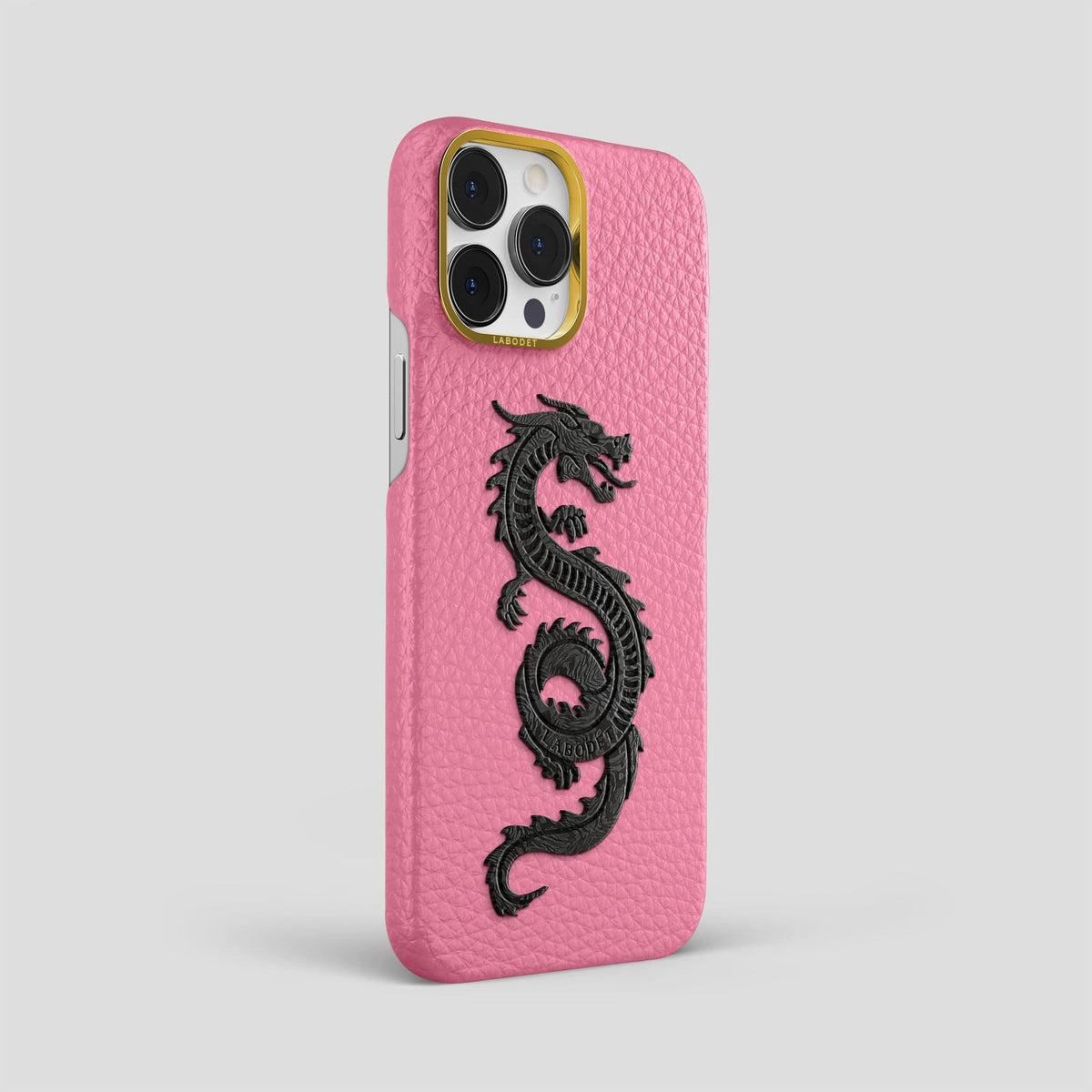 Pink iPhone 14 Pro Max Classic Case Calf with Gold Metal -2 | Pink-Gold