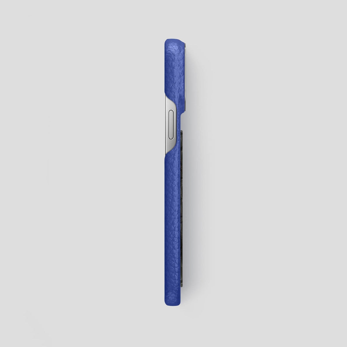 Royal Blue iPhone 14 Pro Max Classic Case Calf with Steel Metal -3 | Royal-Blue-Steel