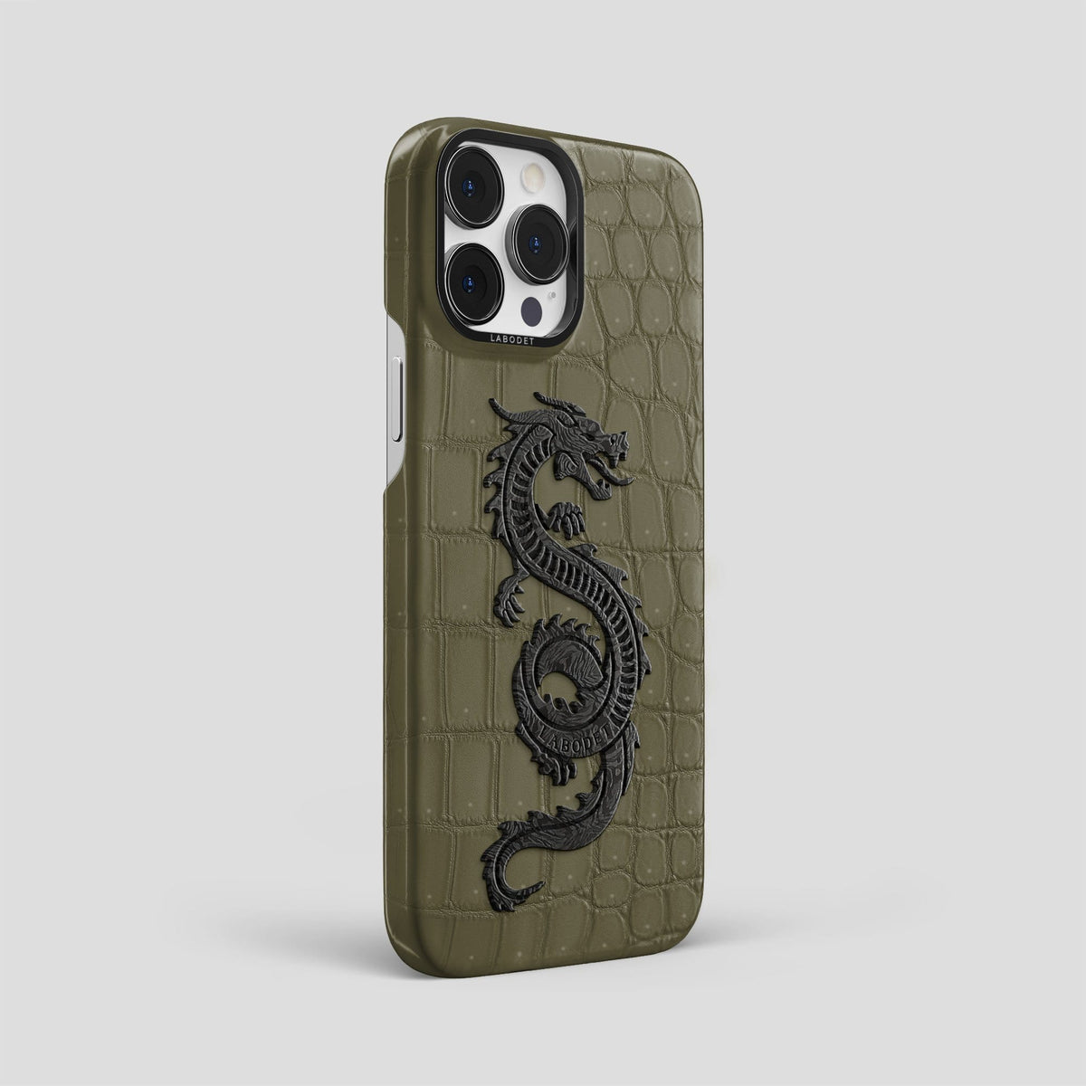 Kaki Green iPhone 14 Pro Max Classic Case with Black Metal -2 | Kaki-Green-Black