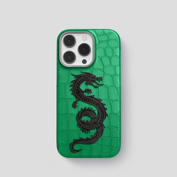 iPhone 14 Pro Classic Case Porosus Crocodile with Carbon Dragon