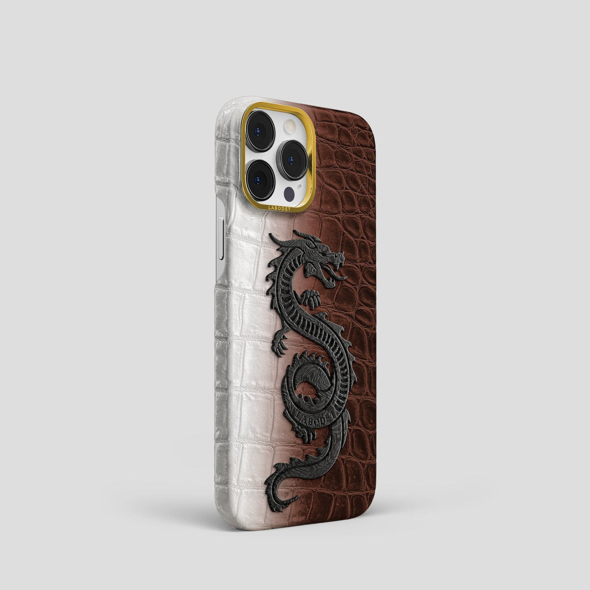 Dark Brown iPhone 14 Pro Himalaya Classic Case with Gold Metal -2 | Dark-Brown-Gold