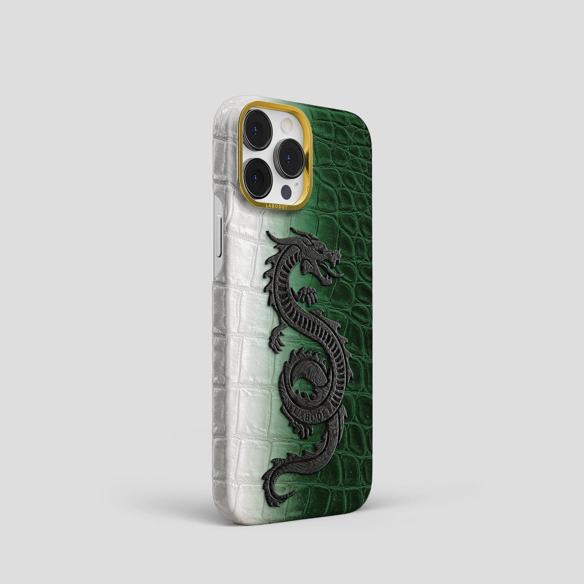 Green iPhone 14 Pro Himalaya Classic Case with Gold Metal -2 | Green-Gold
