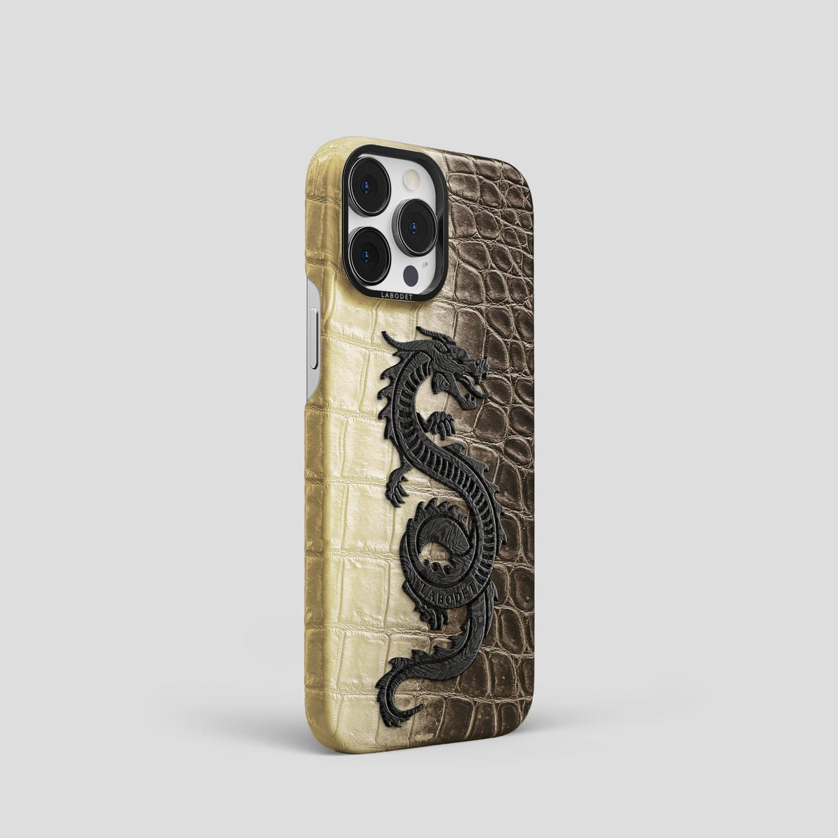 Natural iPhone 14 Pro Himalaya Classic Case with Black Metal -2 | Natural-Black