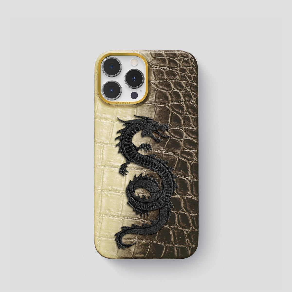 Natural iPhone 14 Pro Himalaya Classic Case with Gold Metal -1 | Natural-Gold