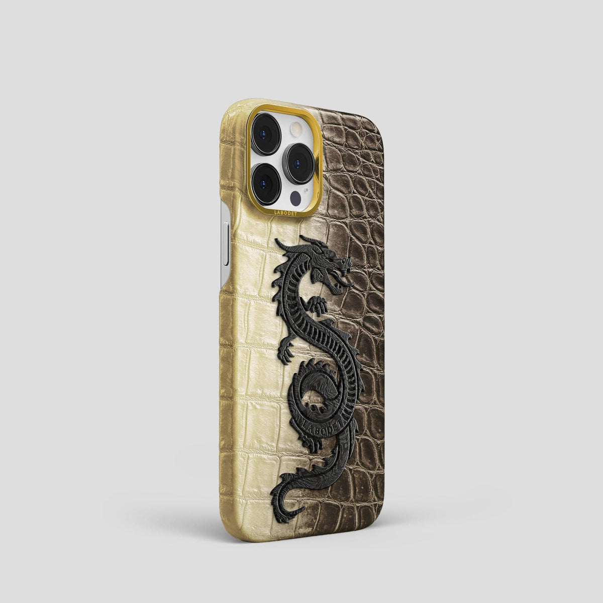 Natural iPhone 14 Pro Himalaya Classic Case with Gold Metal -2 | Natural-Gold