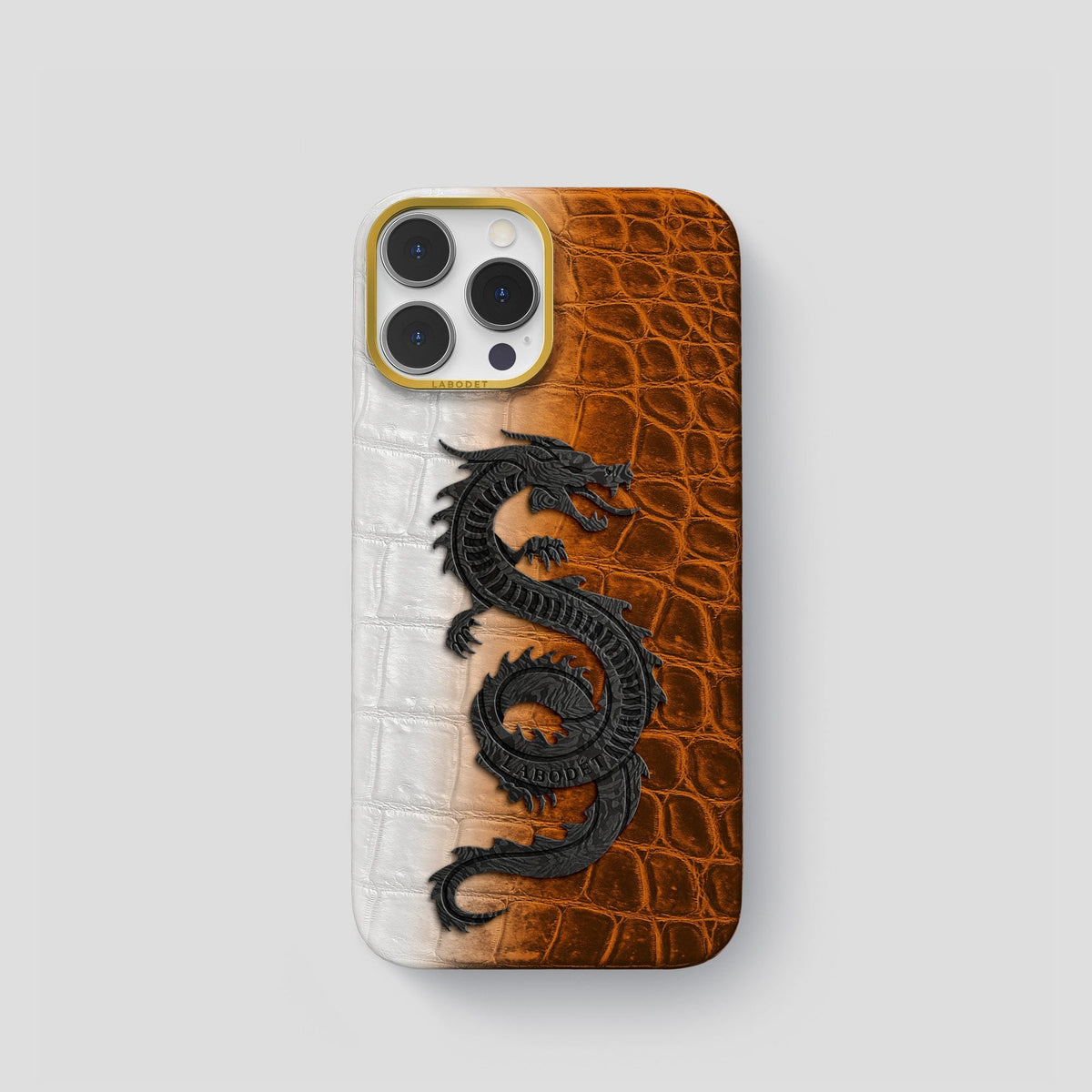 Orange iPhone 14 Pro Himalaya Classic Case with Gold Metal -1 | Orange-Gold