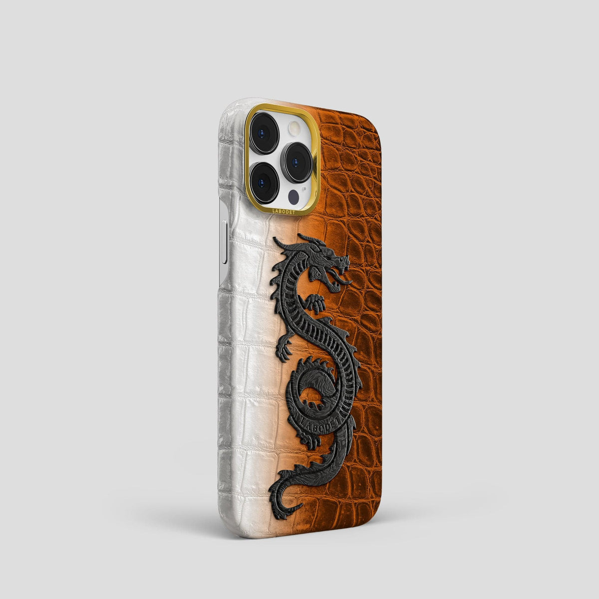 Orange iPhone 14 Pro Himalaya Classic Case with Gold Metal -2 | Orange-Gold