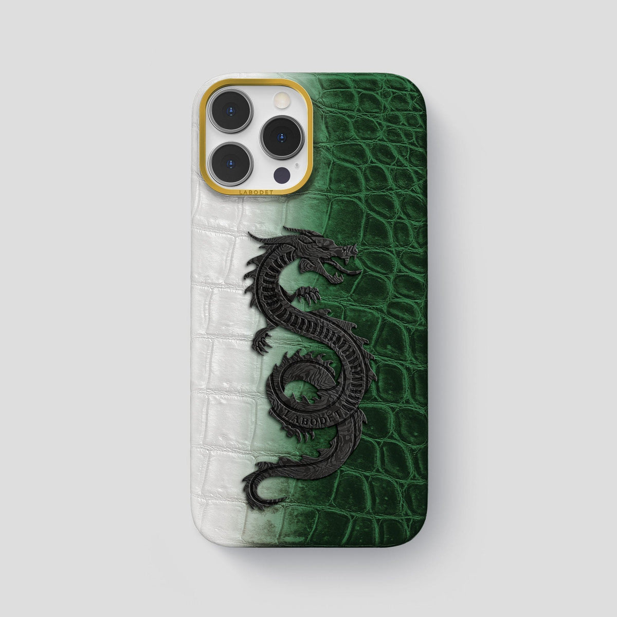 Green iPhone 14 Pro Max Himalaya Classic Case with Gold Metal -1 | Green-Gold