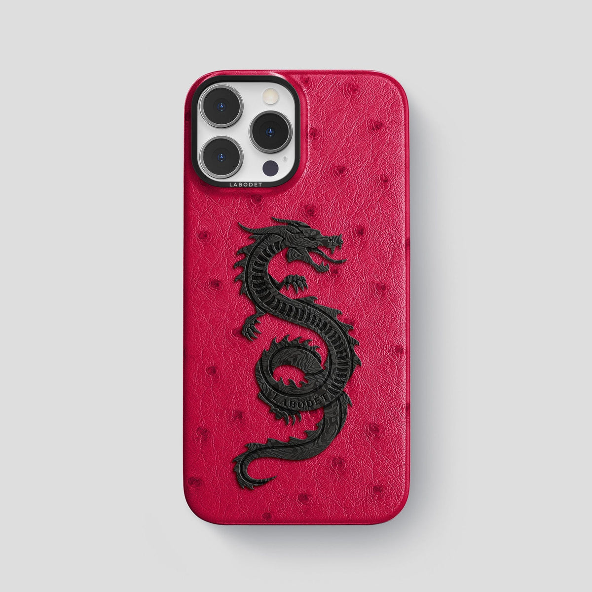 Bordeaux iPhone 14 Pro Max Classic Case Ostrich with Black Metal -1 | Bordeaux-Black