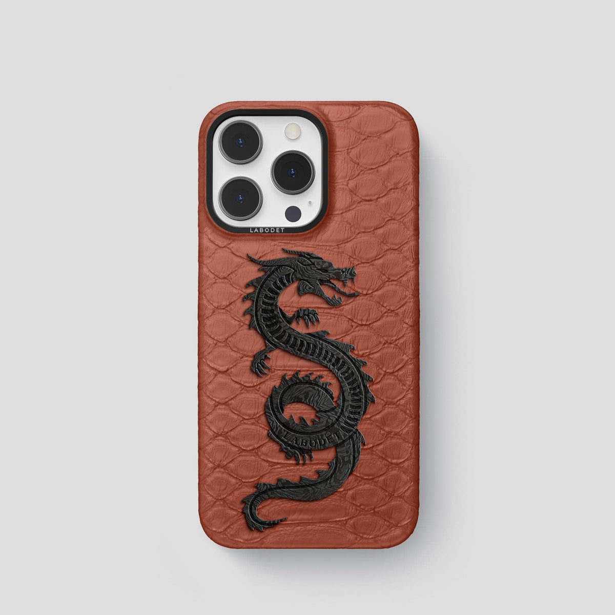 Brown iPhone 14 Pro Classic Case Python with Black Metal -1 | Brown-Black