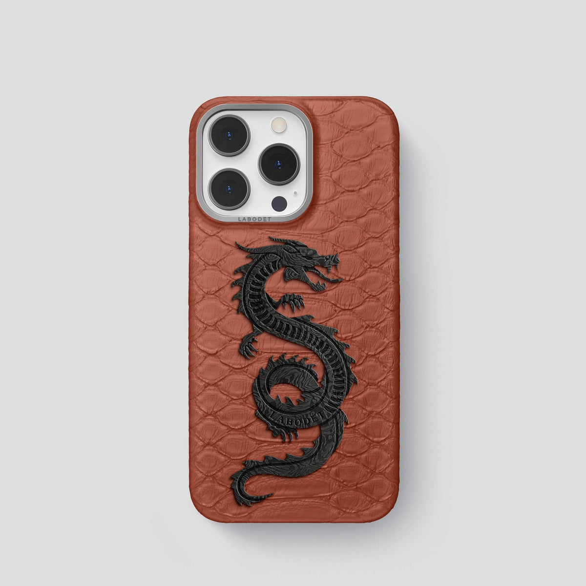 Brown iPhone 14 Pro Classic Case Python with Steel Metal -1 | Brown-Steel