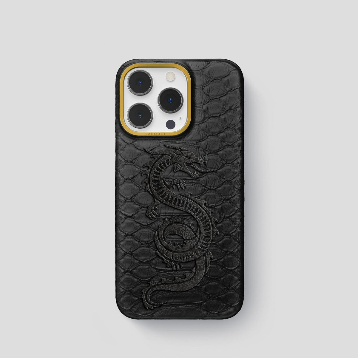 Black iPhone 14 Pro Classic Case Python with Gold Metal -1 | Black-Gold