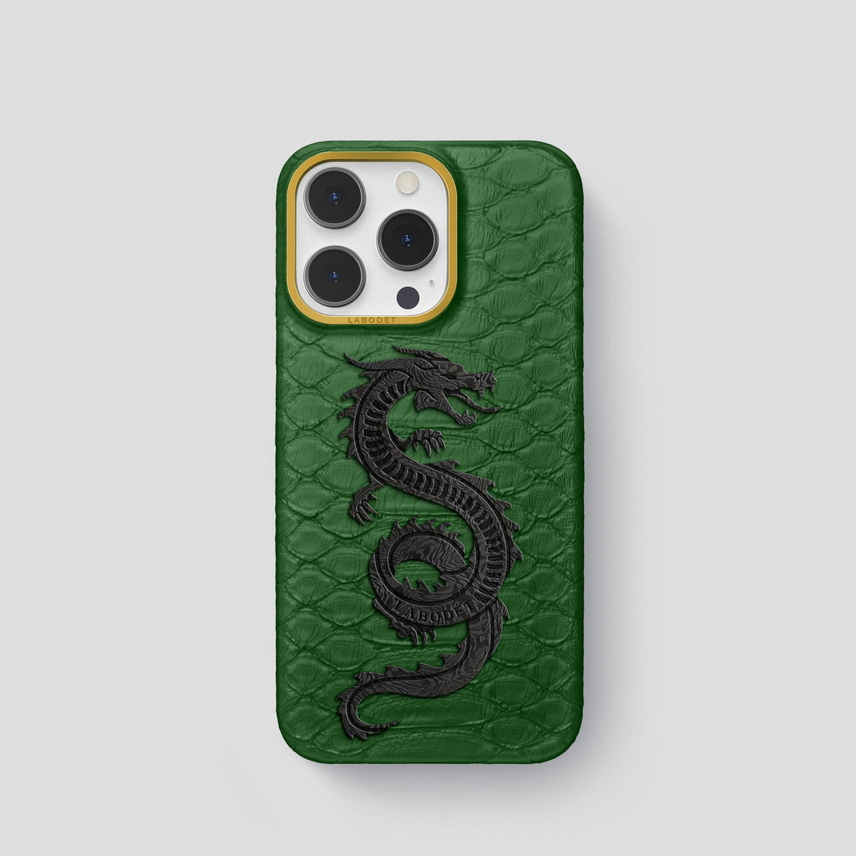 Green iPhone 14 Pro Classic Case Python with Gold Metal -1 | Green-Gold