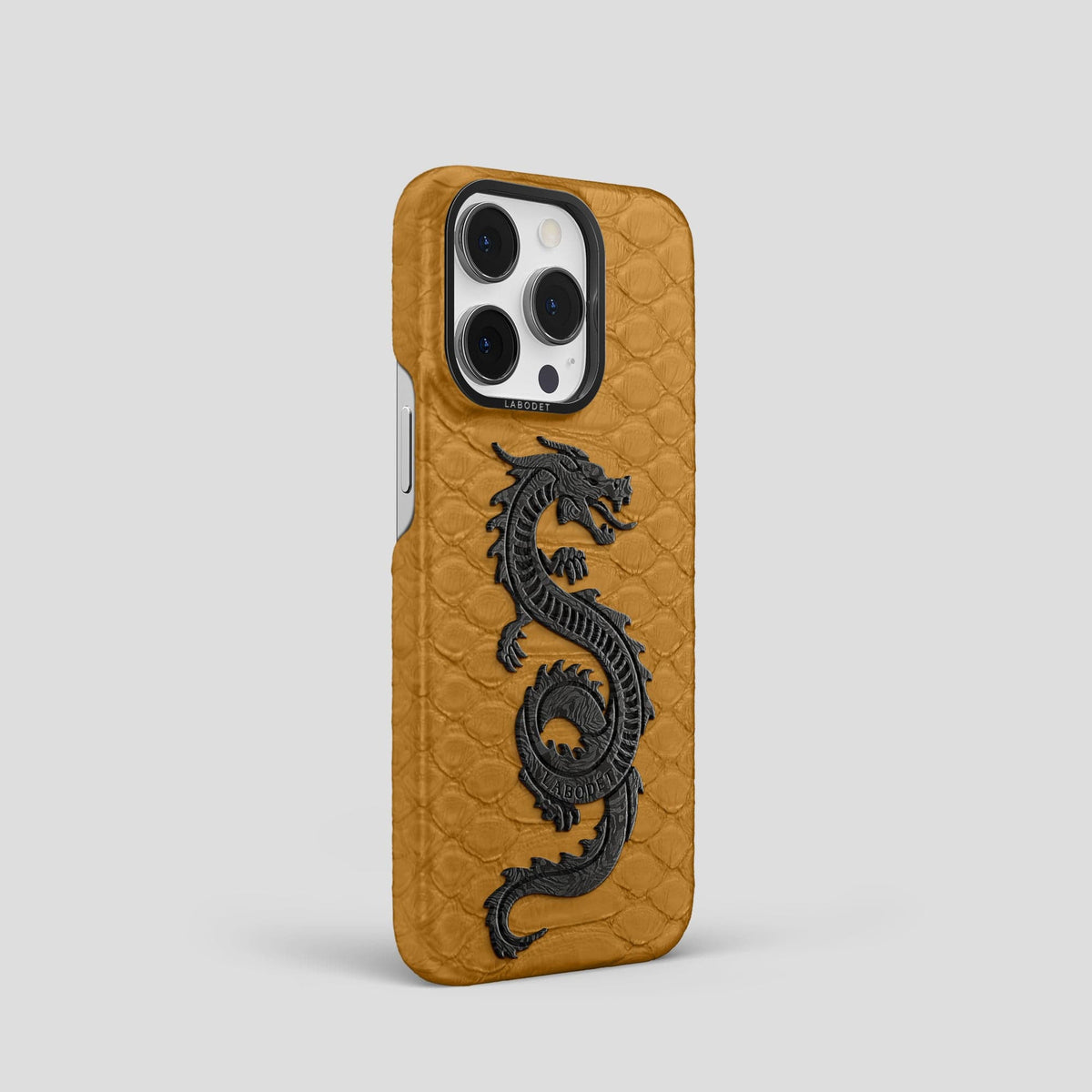 Honey iPhone 14 Pro Classic Case Python with Black Metal -2 | Honey-Black