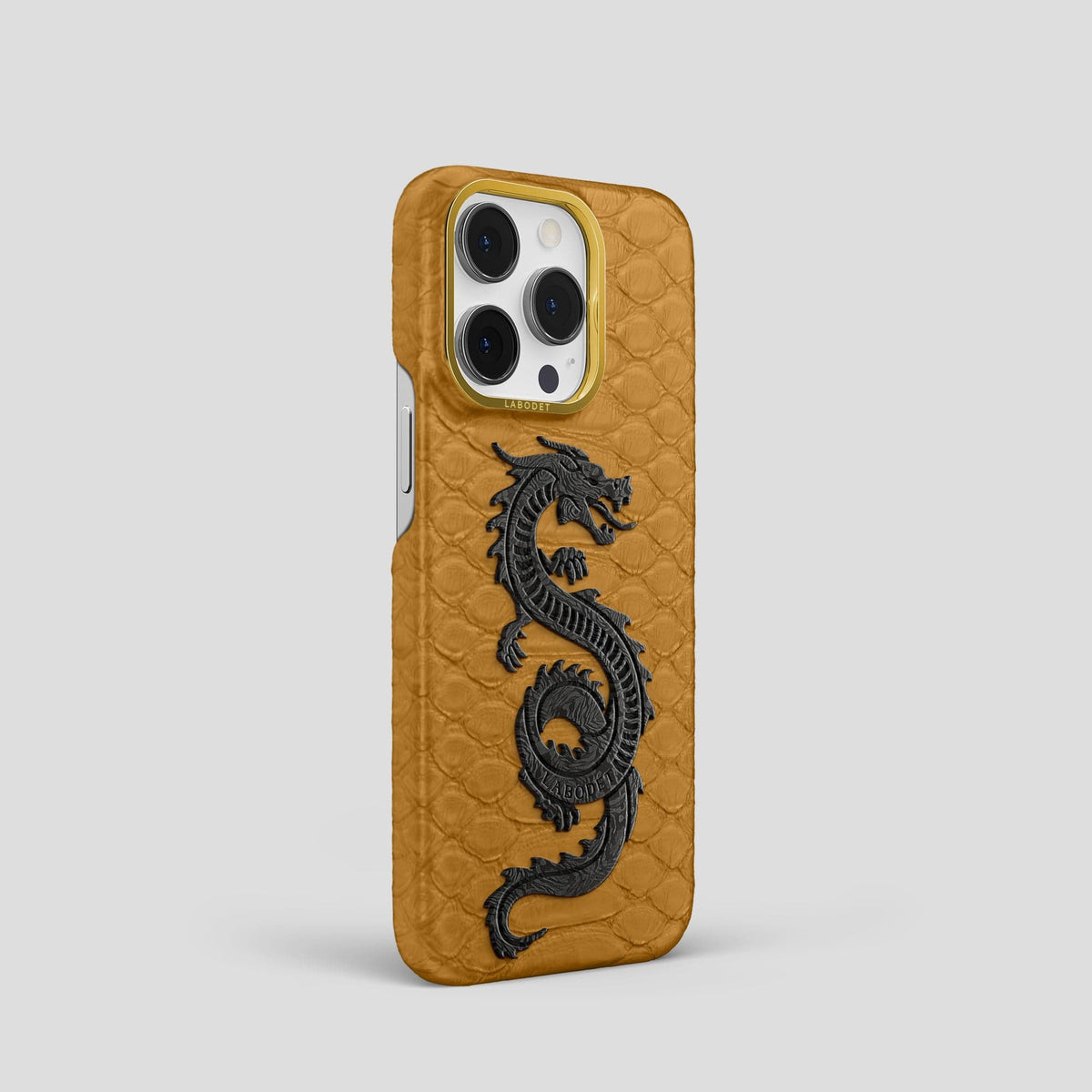 Honey iPhone 14 Pro Classic Case Python with Gold Metal -2 | Honey-Gold
