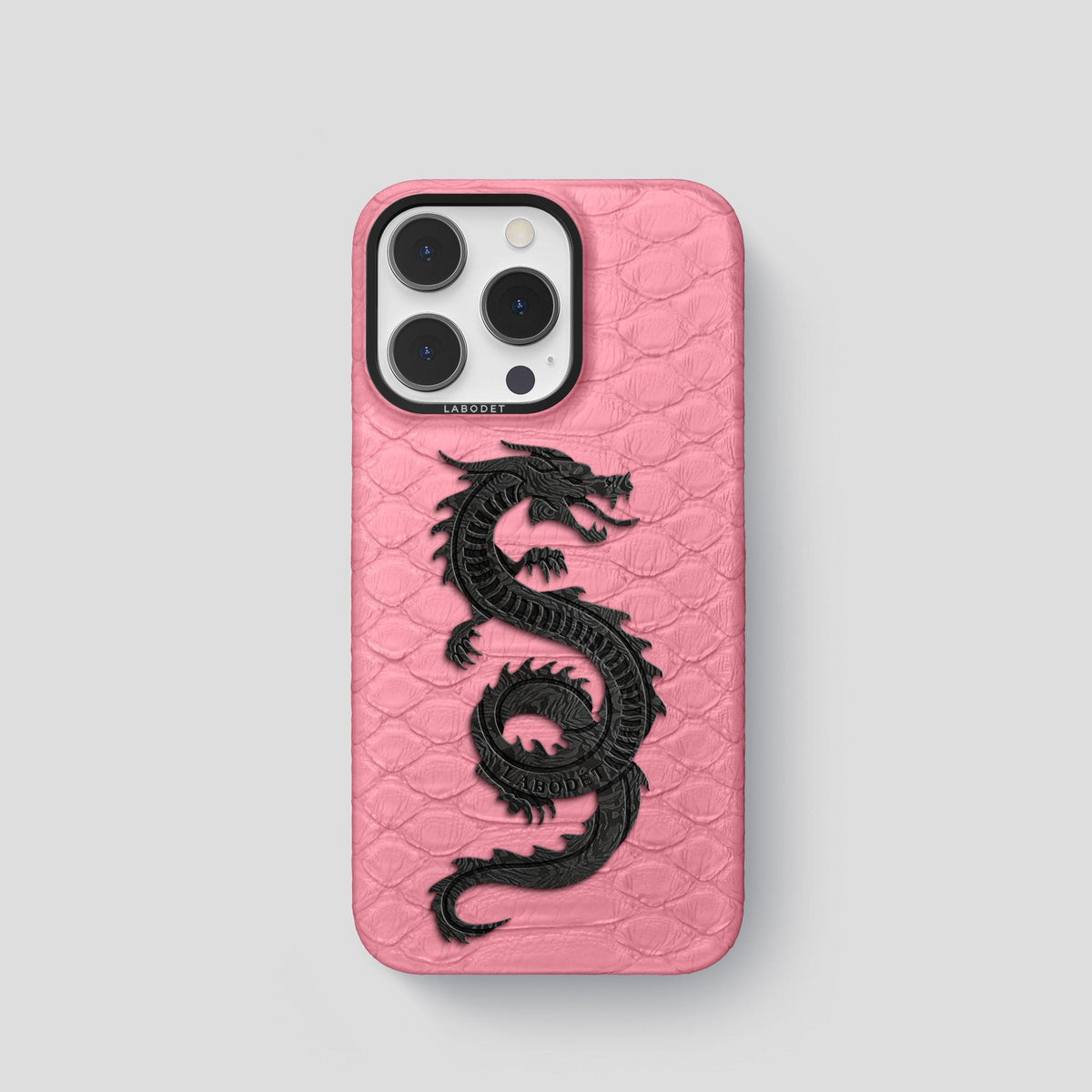 Pink iPhone 14 Pro Classic Case Python with Black Metal -1 | Pink-Black