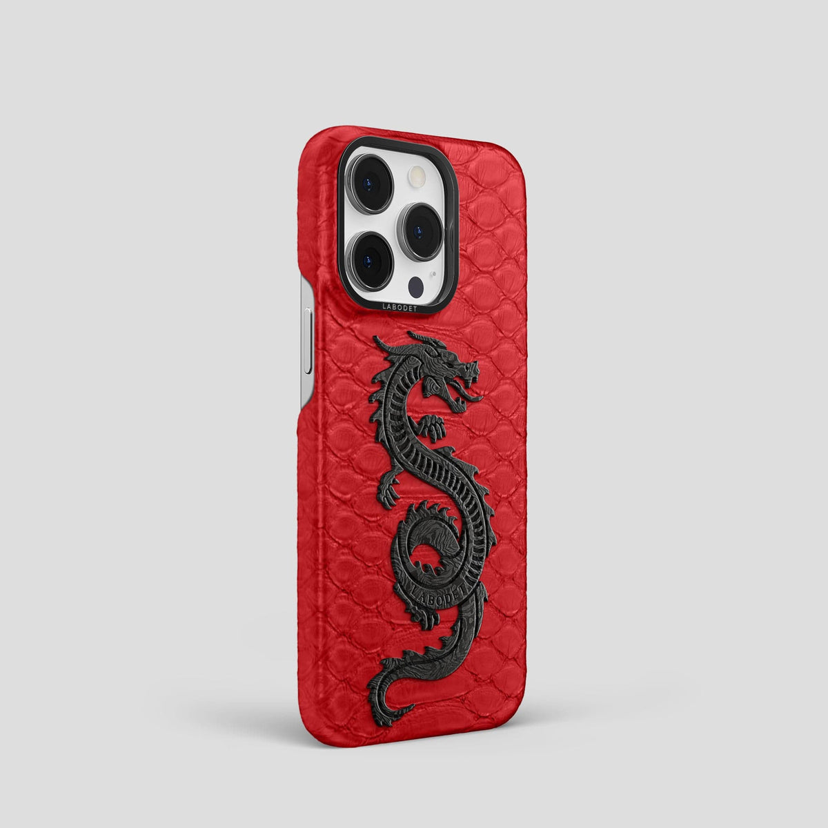 Red iPhone 14 Pro Classic Case Python with Black Metal -2 | Red-Black