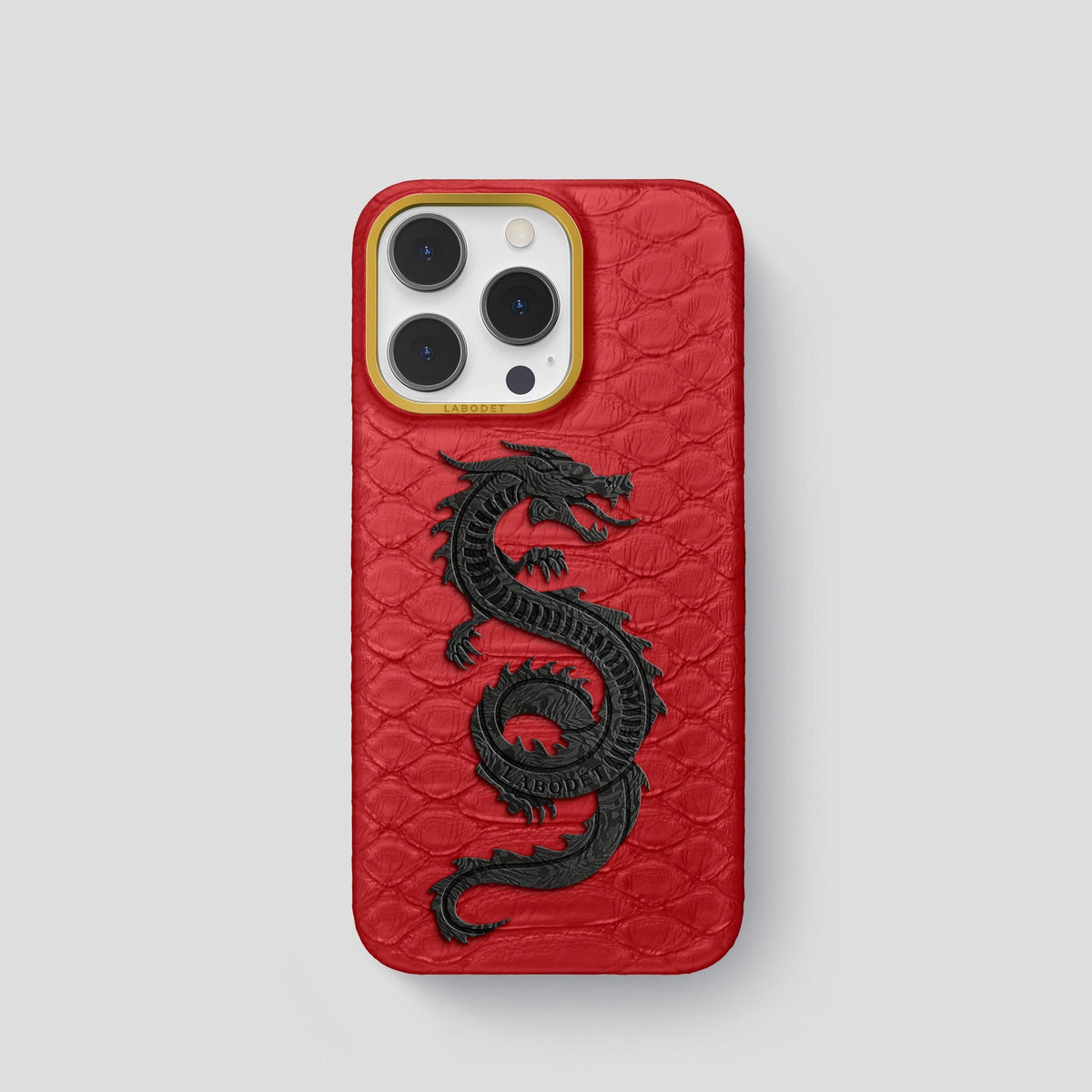 Red iPhone 14 Pro Classic Case Python with Gold Metal -1 | Red-Gold