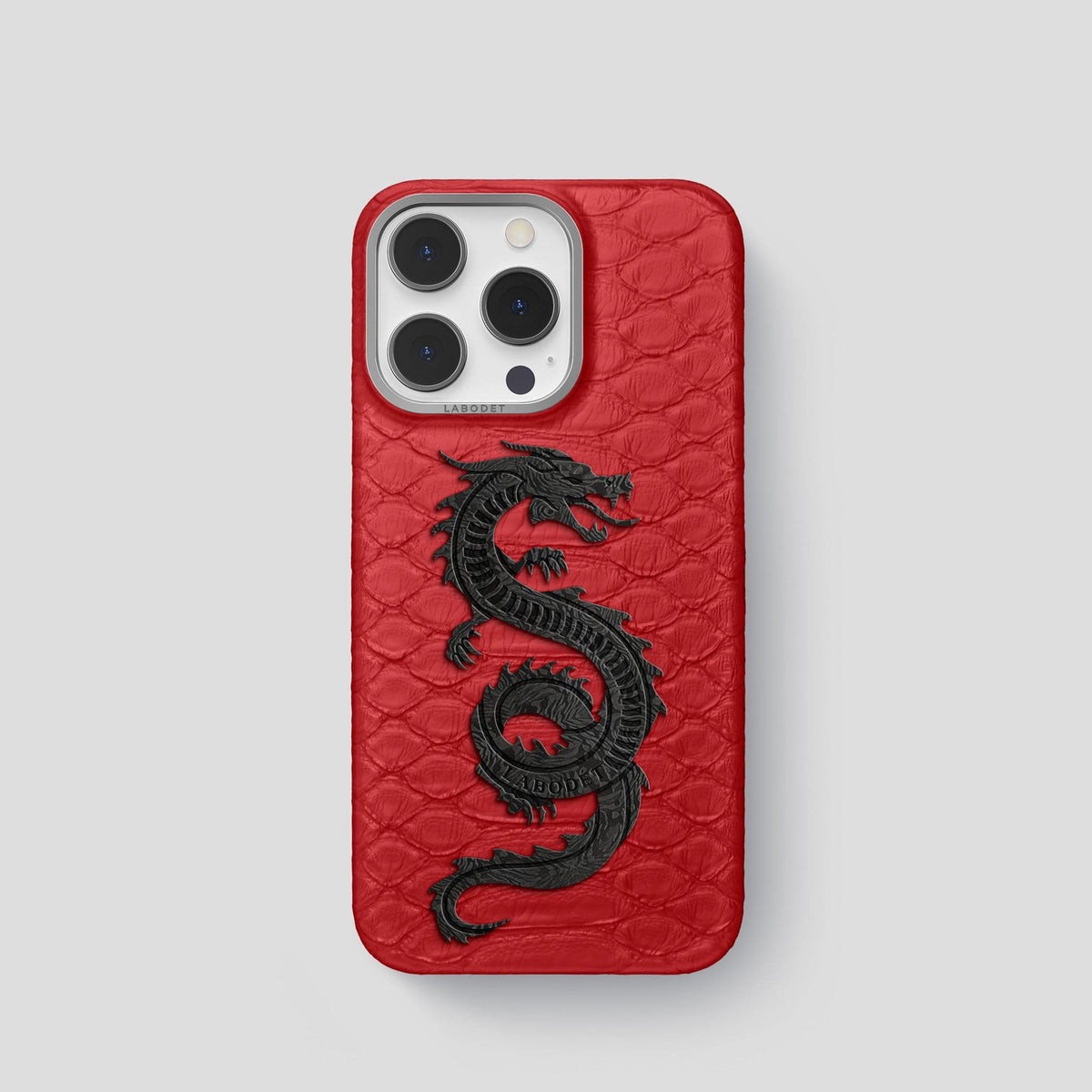 Red iPhone 14 Pro Classic Case Python with Steel Metal -1 | Red-Steel