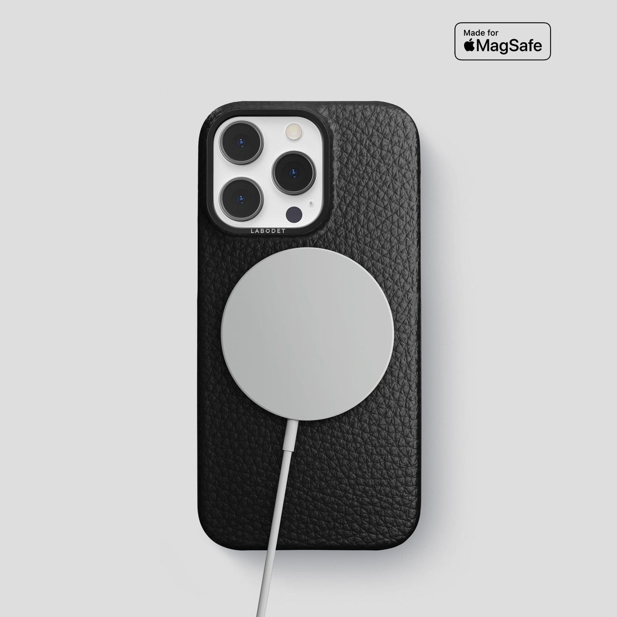 Black iPhone 14 Pro Classic Case Calf with Black Metal -5 | Black-Black