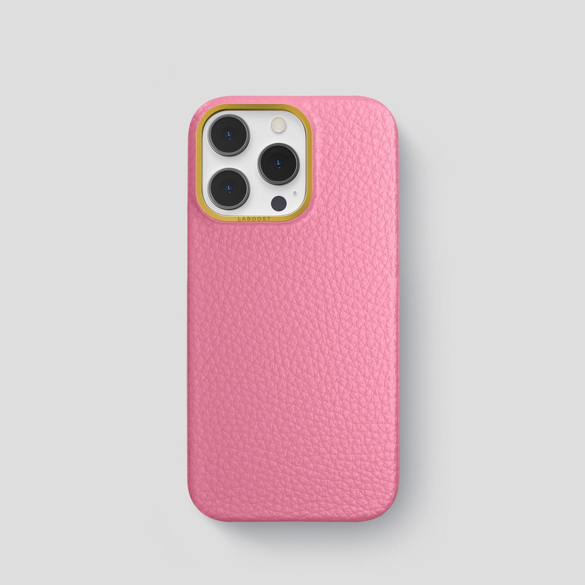 Pink iPhone 14 Pro Classic Case Calf with Gold Metal -1 | Pink-Gold
