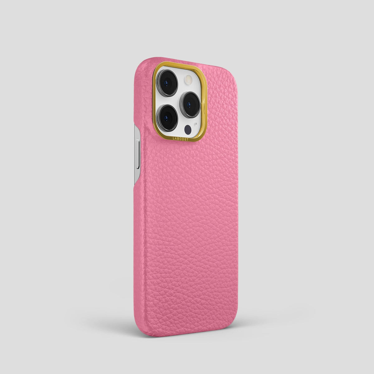 Pink iPhone 14 Pro Classic Case Calf with Gold Metal -2 | Pink-Gold