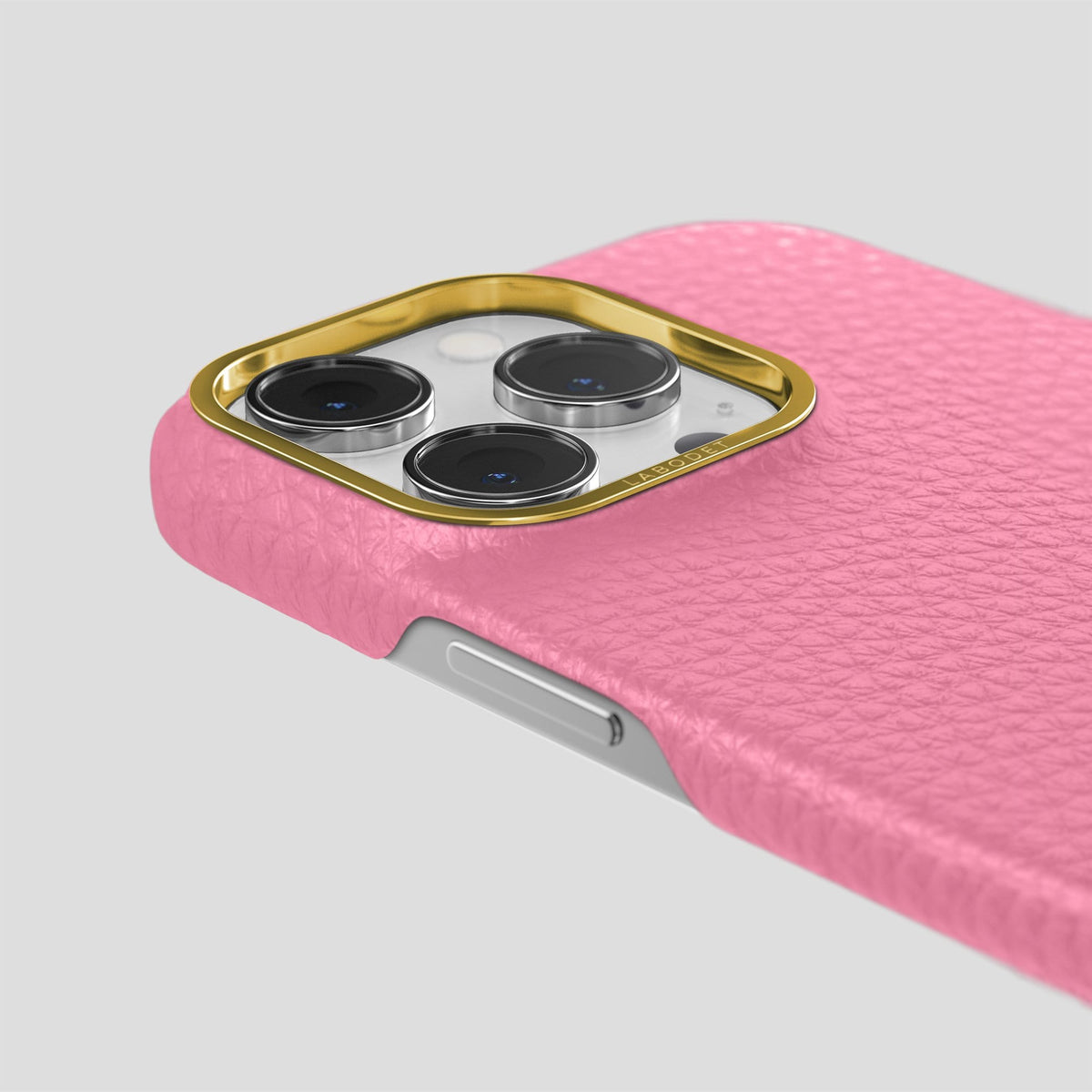 Pink iPhone 14 Pro Classic Case Calf with Gold Metal -6 | Pink-Gold