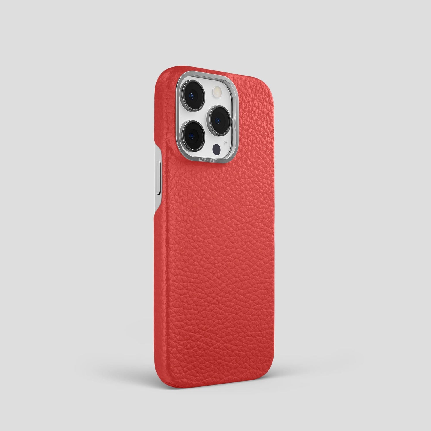 Red iPhone 14 Pro Classic Case Calf with Steel Metal -2 | Red-Steel