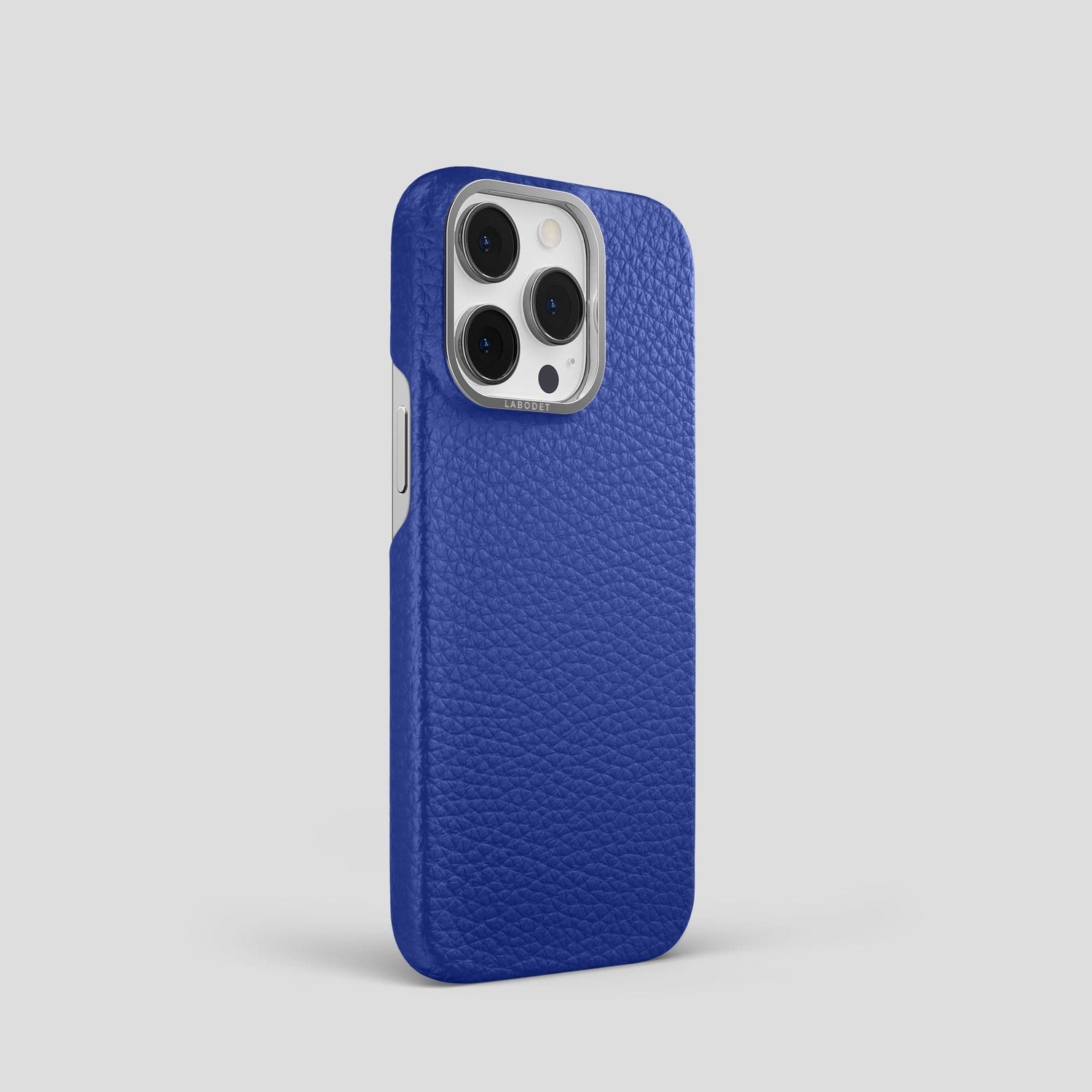 Royal Blue iPhone 14 Pro Classic Case Calf with Steel Metal -2 | Royal-Blue-Steel